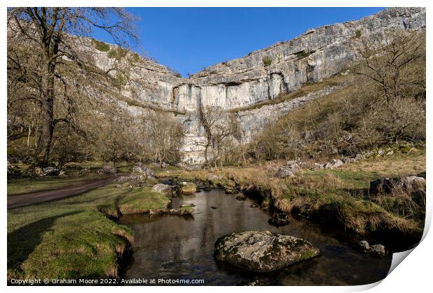 Malham Cove and stream Print by Graham Moore