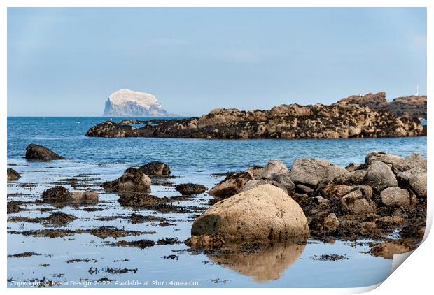 Bass Rock beyond the Rocks, North Berwick Print by Kasia Design