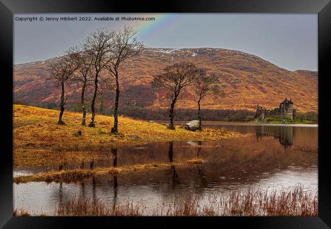 Kilchurn Castle with reflections on Loch Awe Framed Print by Jenny Hibbert