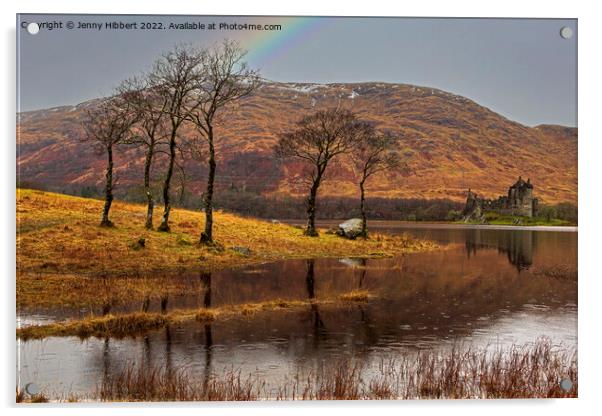 Kilchurn Castle with reflections on Loch Awe Acrylic by Jenny Hibbert