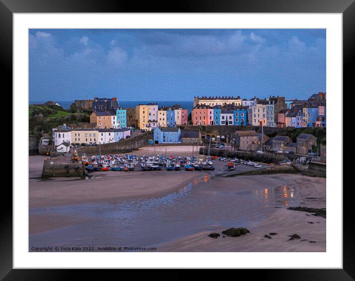 Tenby Harbour in Pembrokeshire Framed Mounted Print by Inca Kala