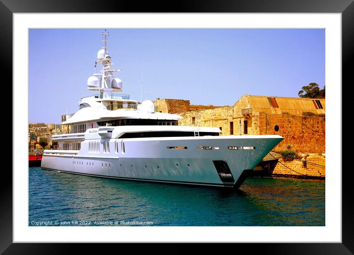 Super yacht, Valletta, Malta. Framed Mounted Print by john hill