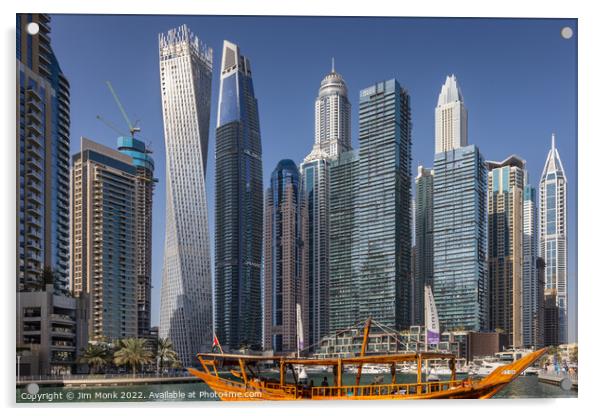 Dubai Marina, UAE. Acrylic by Jim Monk