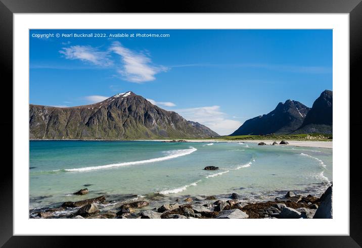 Flakstad Beach Lofoten Islands Norway Framed Mounted Print by Pearl Bucknall