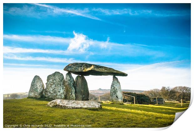 Pentre Ifan Burial Chamber Print by Chris Richards