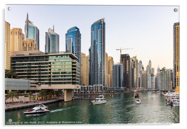 Cruising along in Dubai Marina Acrylic by Jim Monk