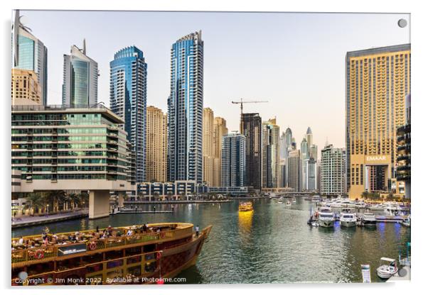 Cruising in Dubai Marina Acrylic by Jim Monk