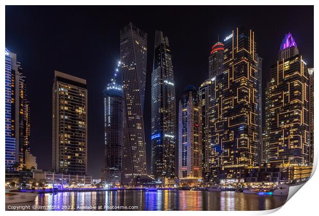 Dubai Marina Nightscape Print by Jim Monk