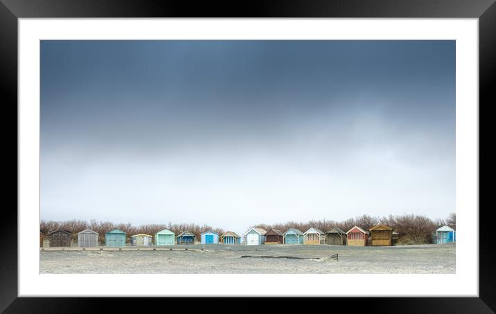 West Wittering Beach Huts Framed Mounted Print by Mark Jones