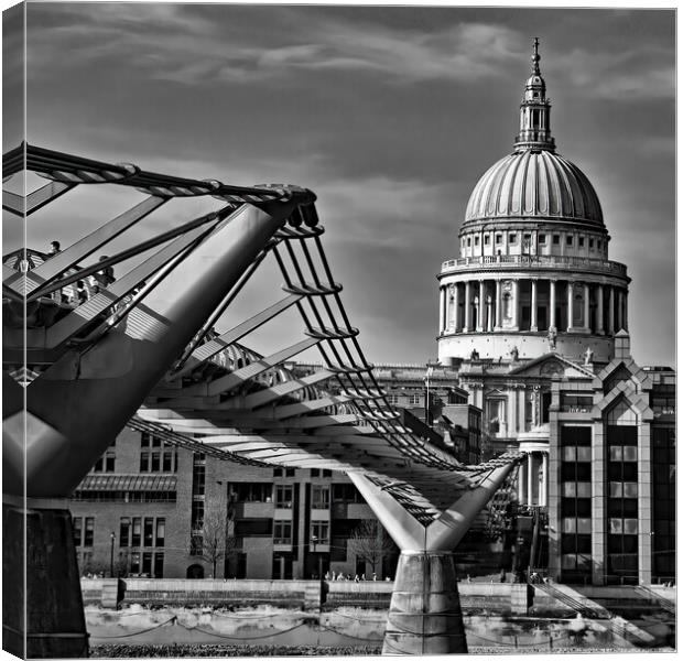 St Paul's Cathedral and the Millennium Bridge Canvas Print by Joyce Storey
