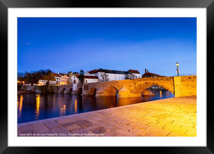 The oldest stone bridge in central Europe, Pisek city, Czechia Framed Mounted Print by Sergey Fedoskin