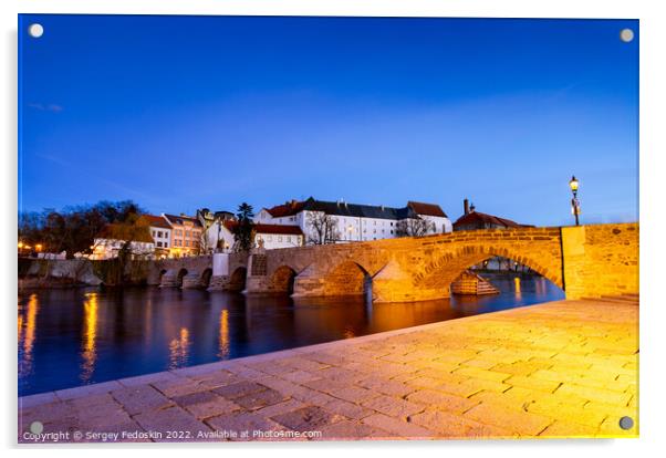 The oldest stone bridge in central Europe, Pisek city, Czechia Acrylic by Sergey Fedoskin