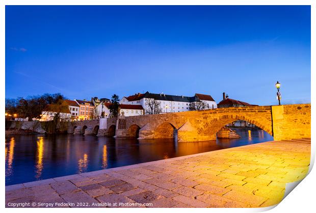 The oldest stone bridge in central Europe, Pisek city, Czechia Print by Sergey Fedoskin
