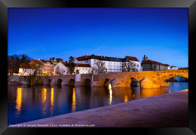 The oldest stone bridge in central Europe, Pisek city, Czechia Framed Print by Sergey Fedoskin