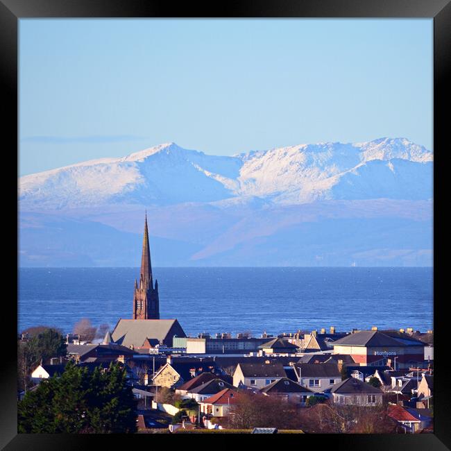 A view over Ayr to Arran Framed Print by Allan Durward Photography