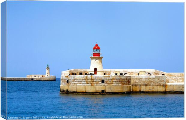 Entrance Lighthouses, Grand harbor, Malta. Canvas Print by john hill