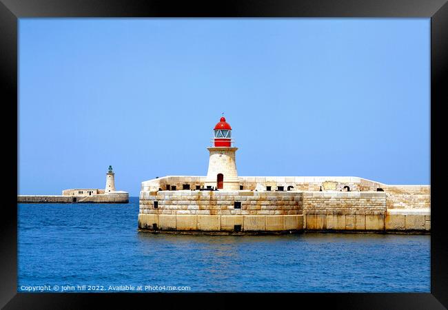 Entrance Lighthouses, Grand harbor, Malta. Framed Print by john hill