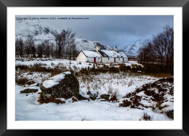Winter at Black Rock Cottage Glencoe Framed Mounted Print by Jenny Hibbert