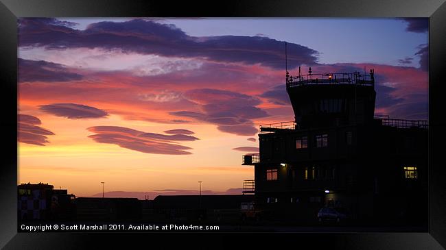 Air Traffic Control - Sunset Framed Print by Scott K Marshall