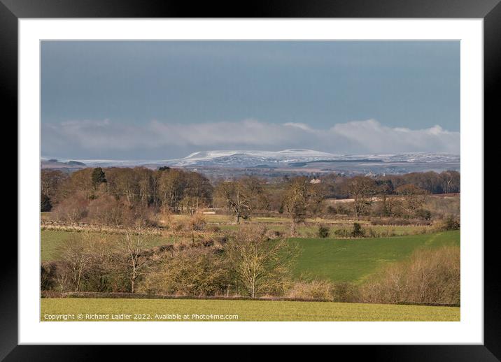 Fresh Snow on Cross Fell from Wycliffe Framed Mounted Print by Richard Laidler