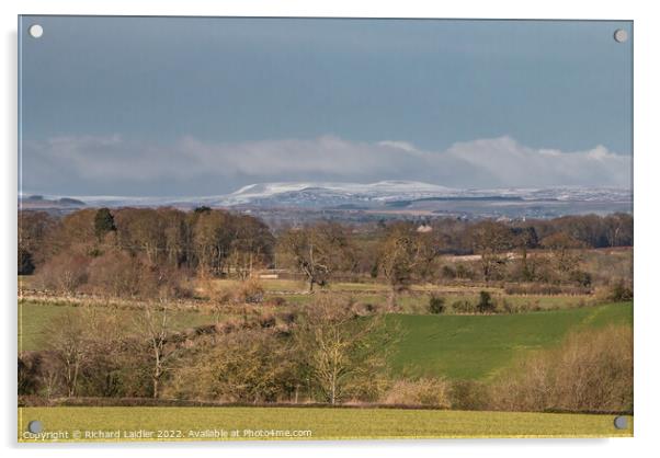 Fresh Snow on Cross Fell from Wycliffe Acrylic by Richard Laidler