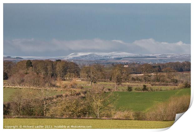 Fresh Snow on Cross Fell from Wycliffe Print by Richard Laidler