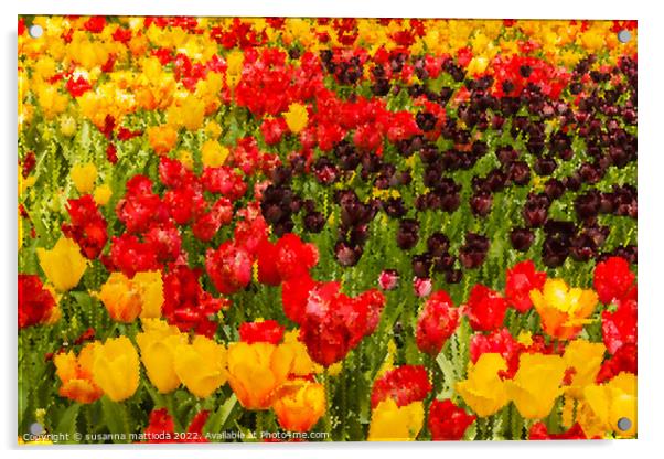 PIXEL ART on blooming tulips Acrylic by susanna mattioda