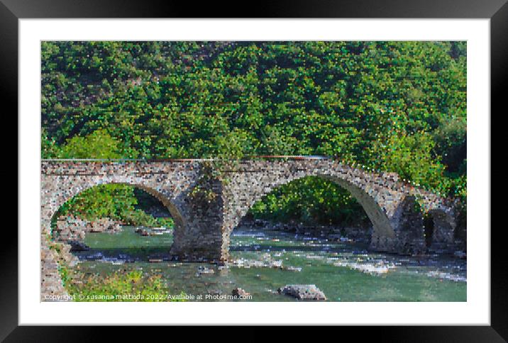 PIXEL ART on medieval bridge of Arnad in Aosta Valley, Italy Framed Mounted Print by susanna mattioda