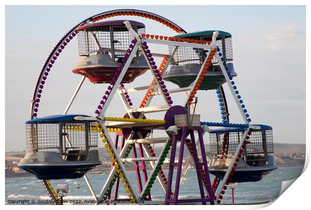 Childrens Ferris Wheel on Weymouth promenade Print by Gordon Dixon