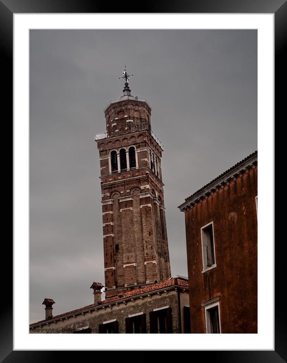 Santo Stefano Leaning Bell Tower in Venice Framed Mounted Print by Dietmar Rauscher