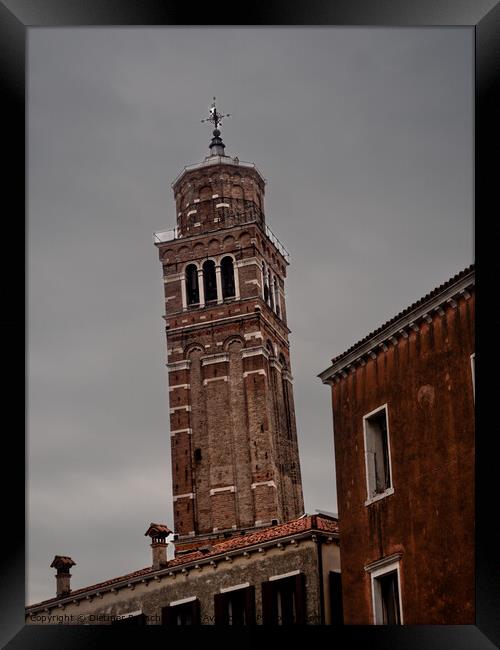 Santo Stefano Leaning Bell Tower in Venice Framed Print by Dietmar Rauscher