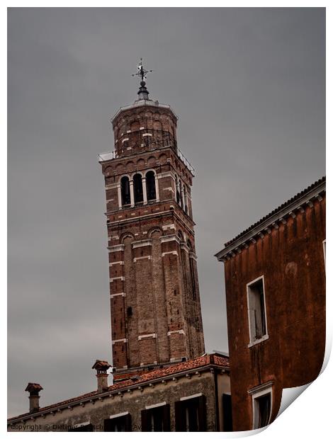 Santo Stefano Leaning Bell Tower in Venice Print by Dietmar Rauscher