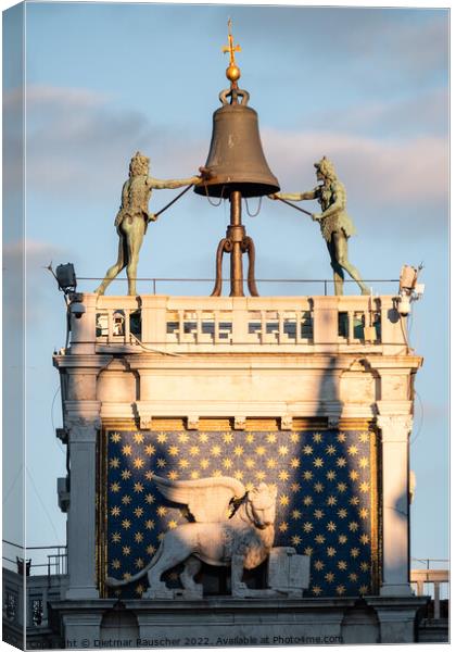 Saint Mark's Clocktower in Venice with Moors striking Bell Canvas Print by Dietmar Rauscher