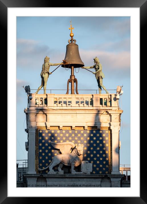 Saint Mark's Clocktower in Venice with Moors striking Bell Framed Mounted Print by Dietmar Rauscher