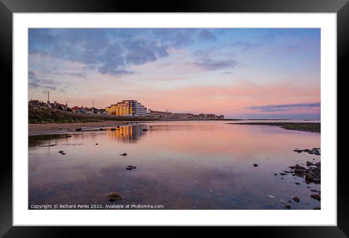 Morecambe Seafront in reflection Framed Mounted Print by Richard Perks