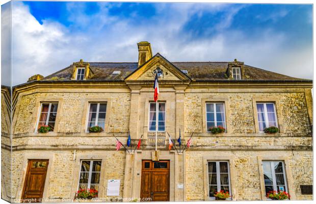 Hotel de Ville D-day St Marie Mont Normandy France Canvas Print by William Perry