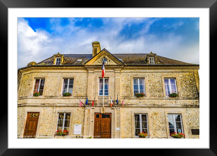 Hotel de Ville D-day St Marie Mont Normandy France Framed Mounted Print by William Perry