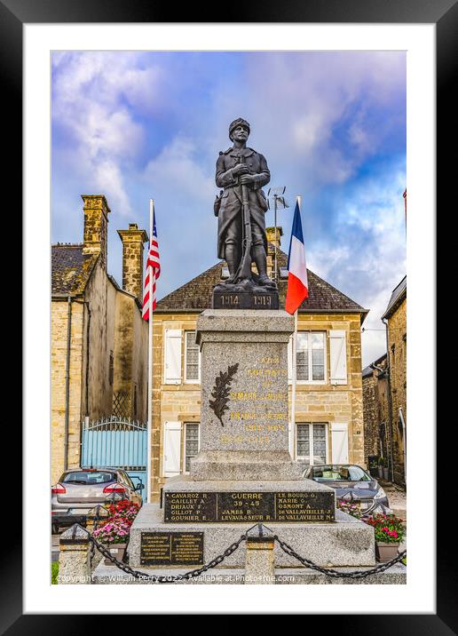 World War 1 Monument D-day St Marie Mont Normandy France Framed Mounted Print by William Perry