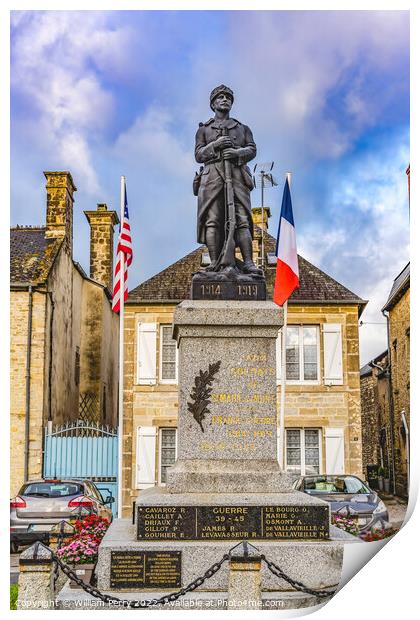 World War 1 Monument D-day St Marie Mont Normandy France Print by William Perry