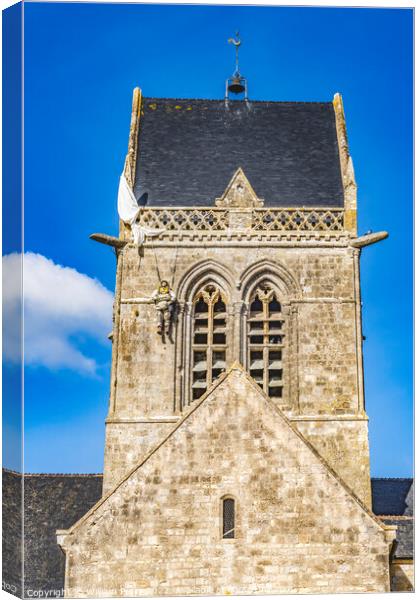 US Paratrooper Saint Mary Church St Marie Eglise Normandy France Canvas Print by William Perry