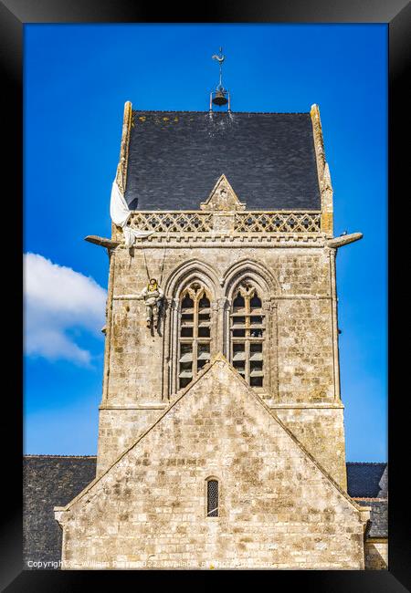 US Paratrooper Saint Mary Church St Marie Eglise Normandy France Framed Print by William Perry