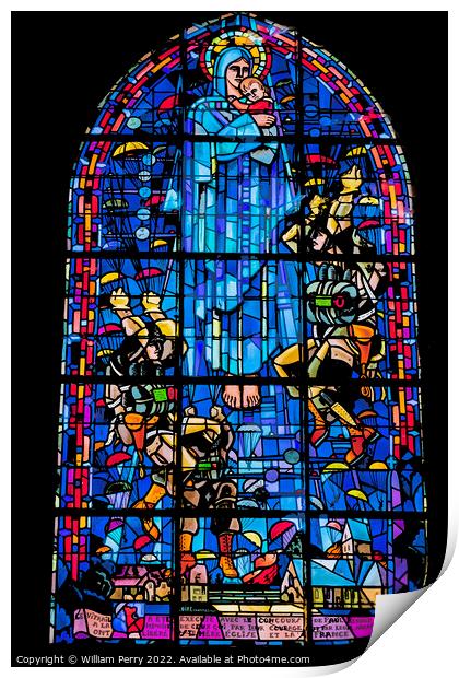 Mary Paratrooper Glass Church St Marie Eglise Normandy France Print by William Perry