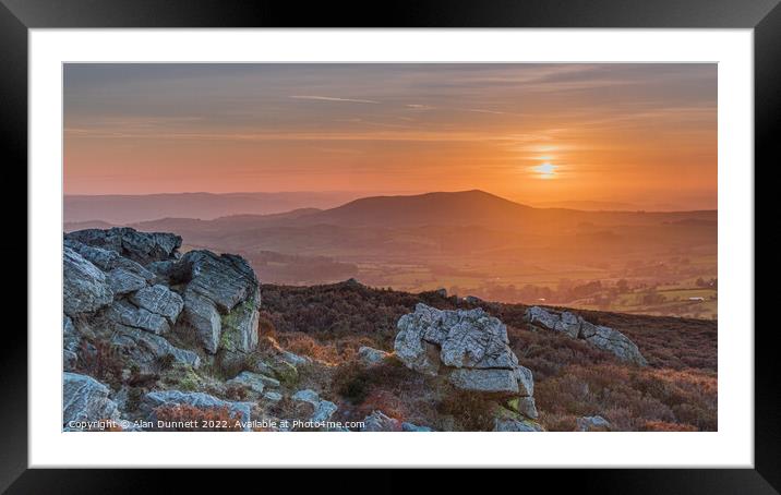 Sunset from Stiperstones, Shropshire Framed Mounted Print by Alan Dunnett
