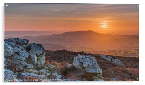 Sunset from Stiperstones, Shropshire Acrylic by Alan Dunnett