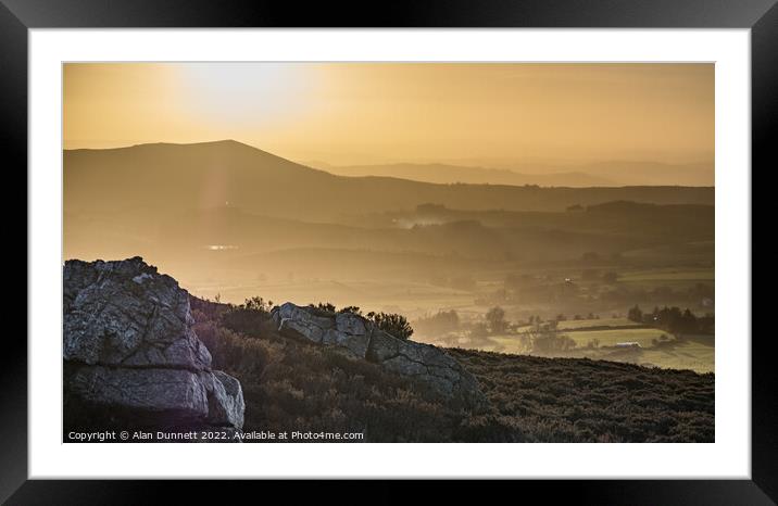  Pre Sunset from Stiperstones, Shropshire Framed Mounted Print by Alan Dunnett