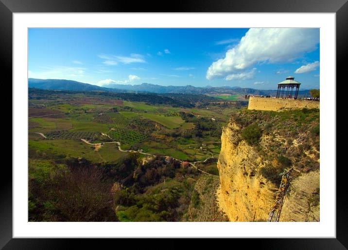Landscape of Ronda -from the balcony in the park- Framed Mounted Print by Jose Manuel Espigares Garc