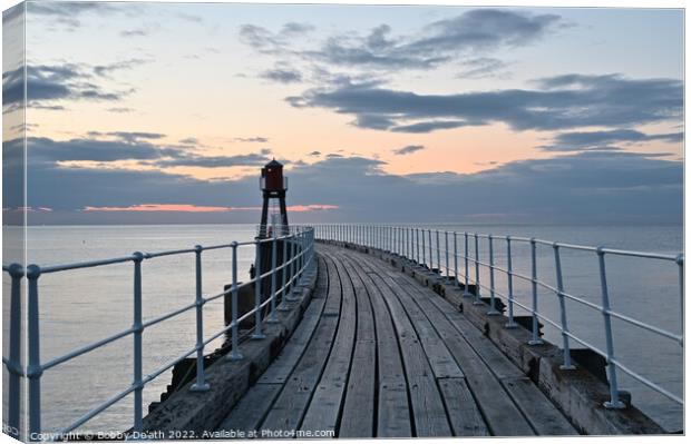 Whitby east pier. Canvas Print by Bobby De'ath