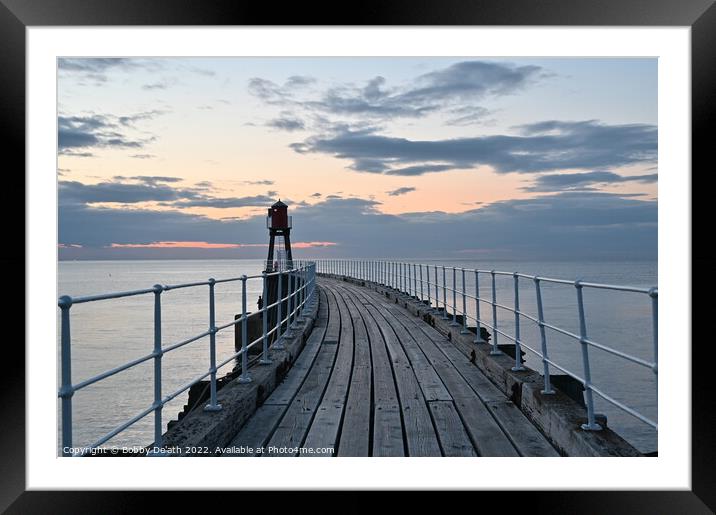 Whitby east pier. Framed Mounted Print by Bobby De'ath