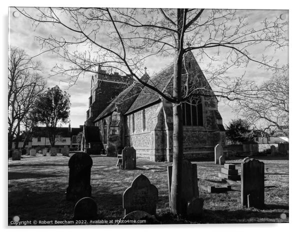 St Mary's. church Tollesbury Essex Acrylic by Robert Beecham