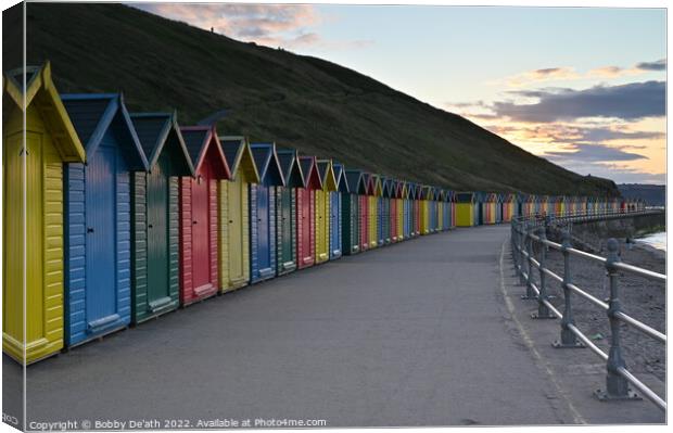 Beach huts of Whitby Canvas Print by Bobby De'ath